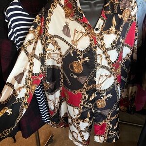 SHEIN Chain Pattern Shirt in Black, Red, and White